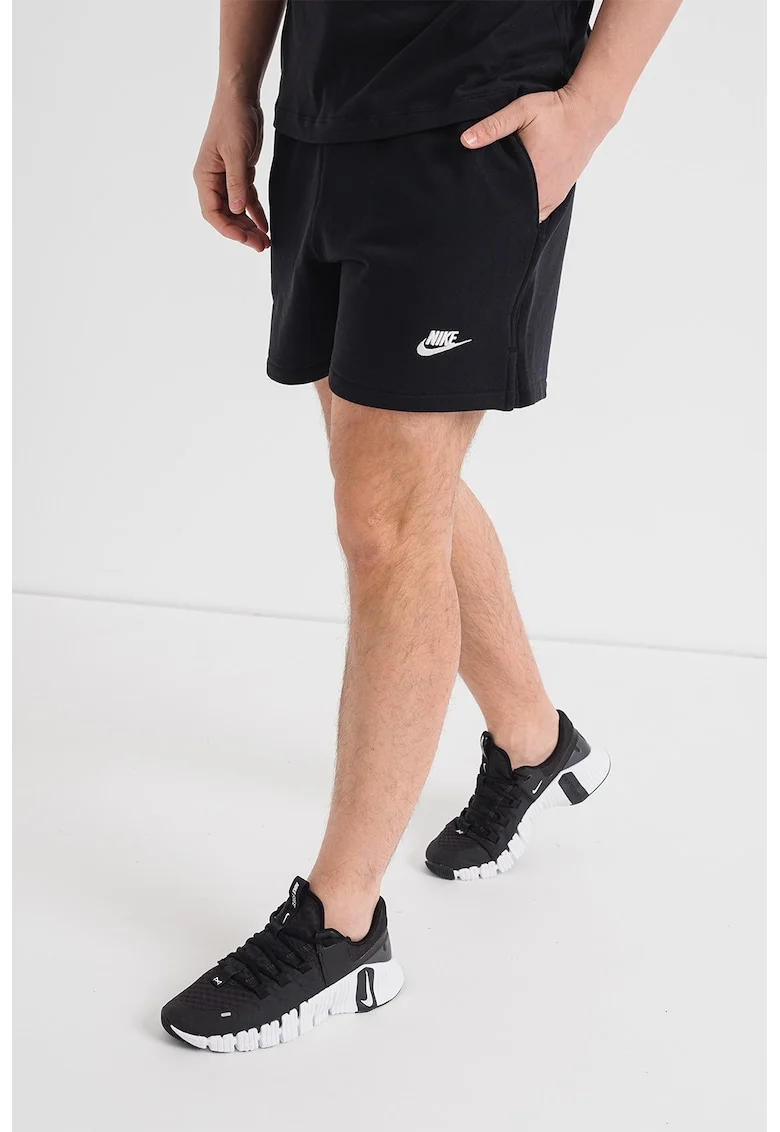 Pantaloni scurti de bumbac cu snur de ajustare Club, Negru