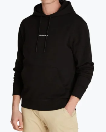 Hanorac barbati Grid Monogram J30J325639, croiala Regular Fit, Negru, Negru