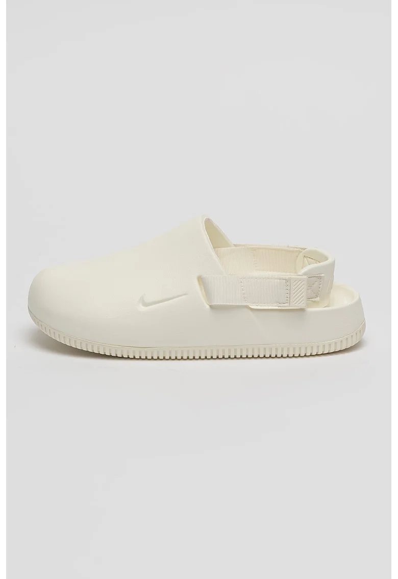 Saboti slingback cu logo in relief, Alb