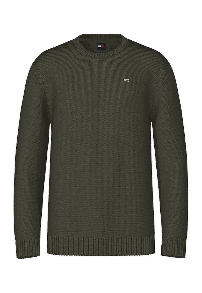 Pulover cu decolteu la baza gatului Essential, Verde inchis