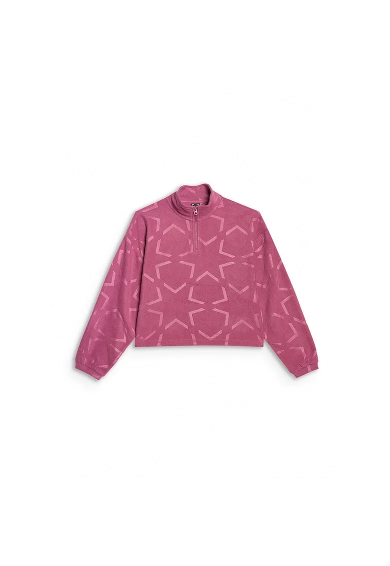 Hanorac copii  oversize, guler roz, poliester, Roz