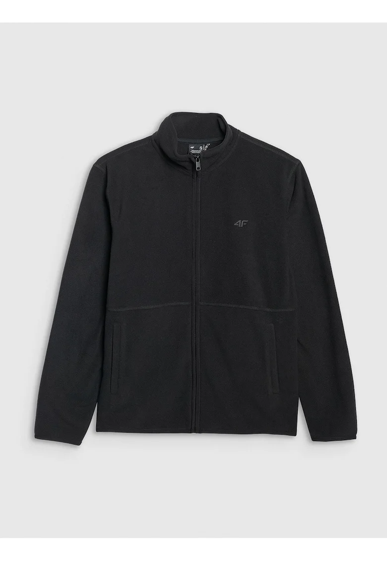 Hanorac dama  fleece, guler inalt, negru, tehnologie 4F Warm