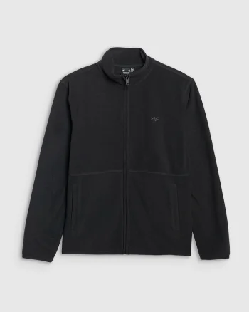 Hanorac dama  fleece, guler inalt, negru, tehnologie 4F Warm