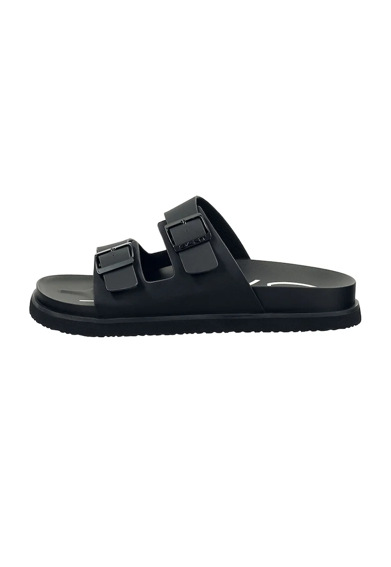 Papuci de piele nabuc sintetica Palbuddy, Negru