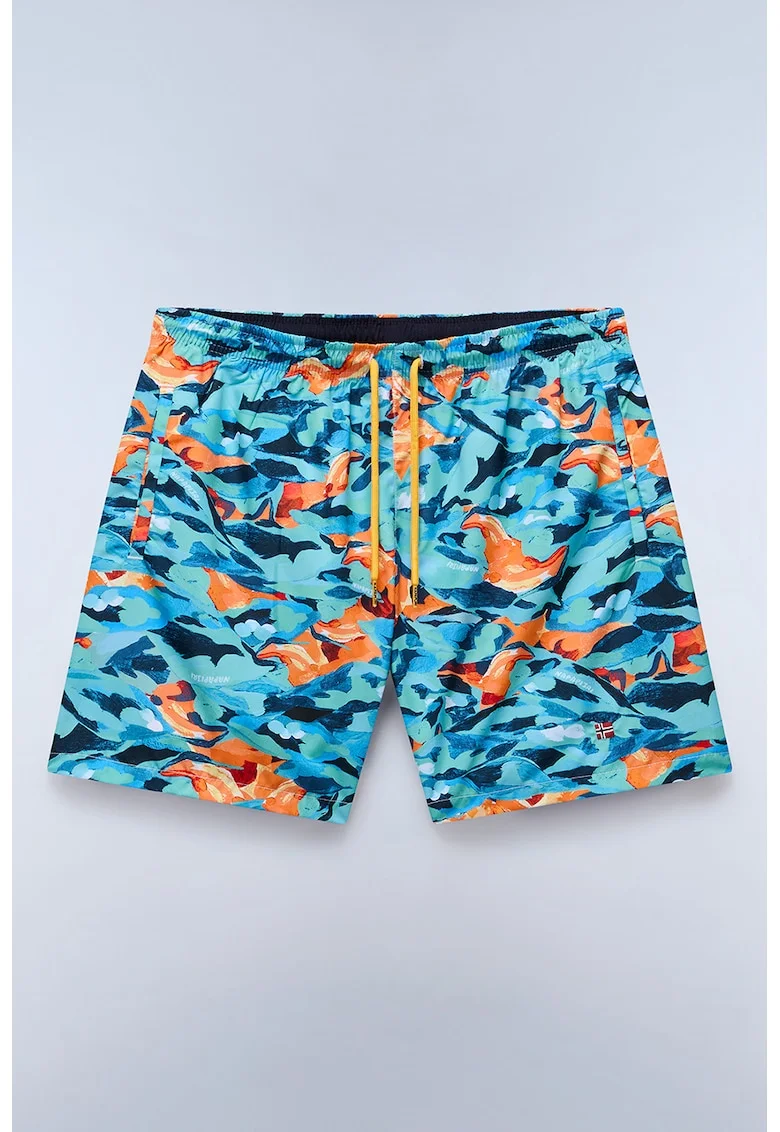 Pantaloni scurti de baie cu model, Portocaliu/Albastru