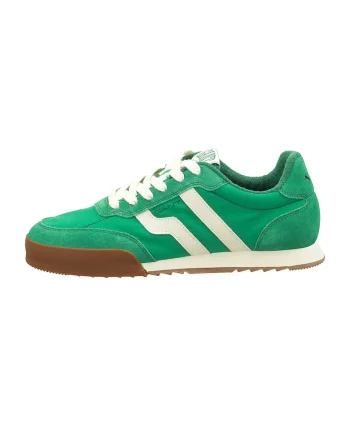 Pantofi sport cu insertii de piele intoarsa Baylle, Verde/Crem