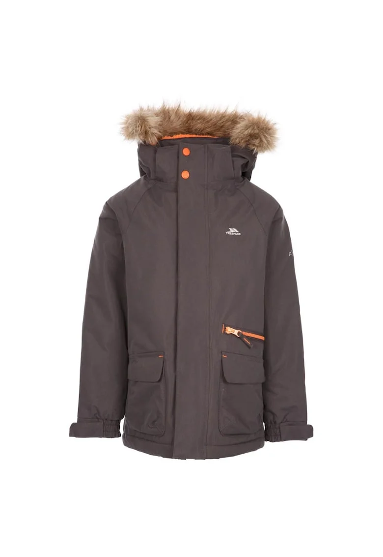 Geaca copii  Upbeat, impermeabila, rezistenta la vant, cu gluga detasabila, fleece Sherpa, microfibra de poliester, maro