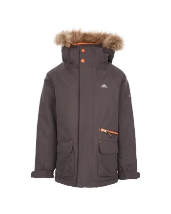 Geaca copii  Upbeat, impermeabila, rezistenta la vant, cu gluga detasabila, fleece Sherpa, microfibra de poliester, maro
