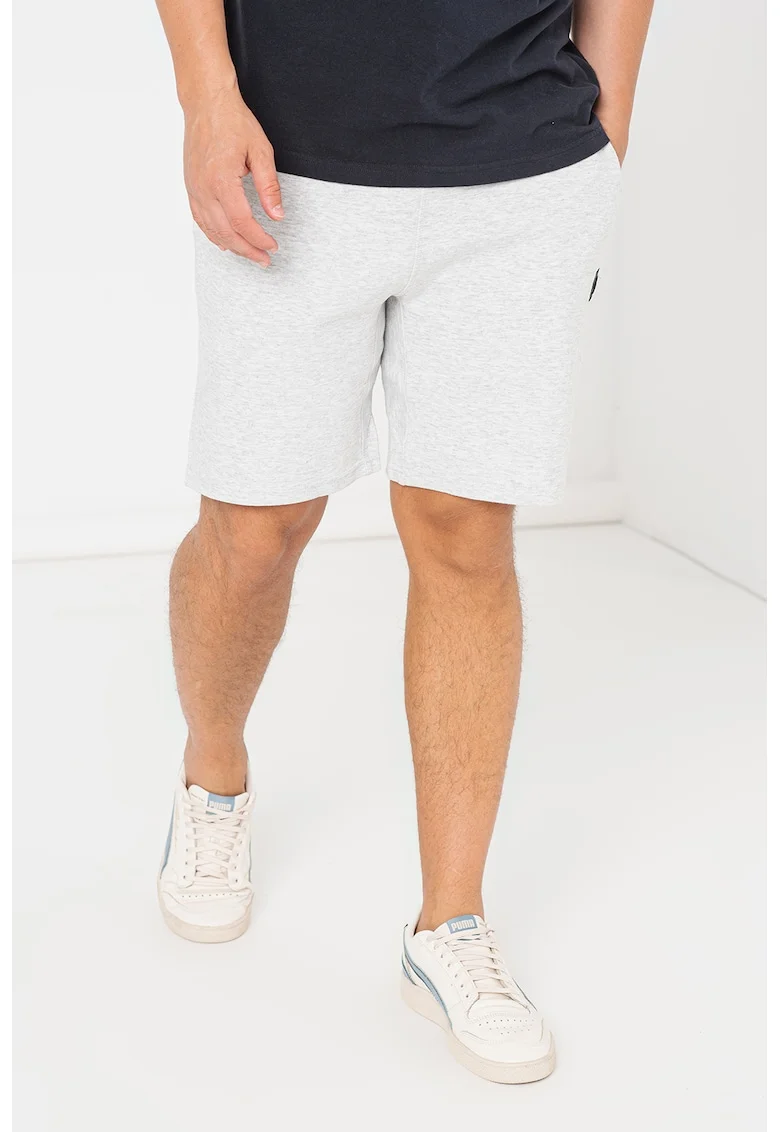 Pantaloni scurti cu buzunare oblice Code Tech, Gri deschis melange