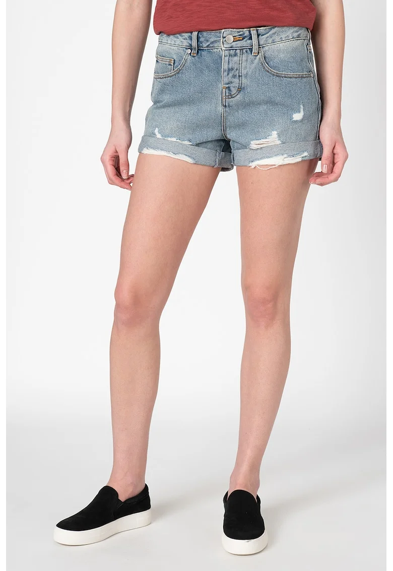Pantaloni scurti de denim cu terminatii rasucite Steph, Albastru lavanda