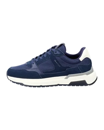 Pantofi sport din piele intoarsa si plasa cu detaliu logo Jeuton, Albastru inchis
