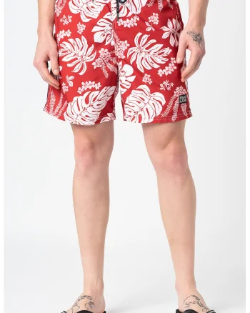 Pantaloni scurti de baie Campus Hawaiian, Rosu/Alb