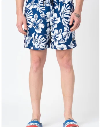 Pantaloni scurti de baie Campus Hawaiian, Alb/Albastru