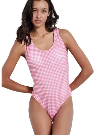 Costum de baie dama,  Poliester/Elastan, Roz,