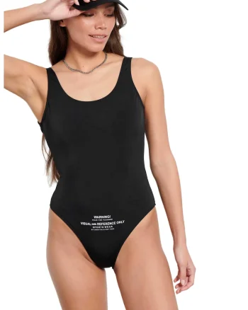 Costum de baie dama,  o piesa, negru, bumbac/poliester