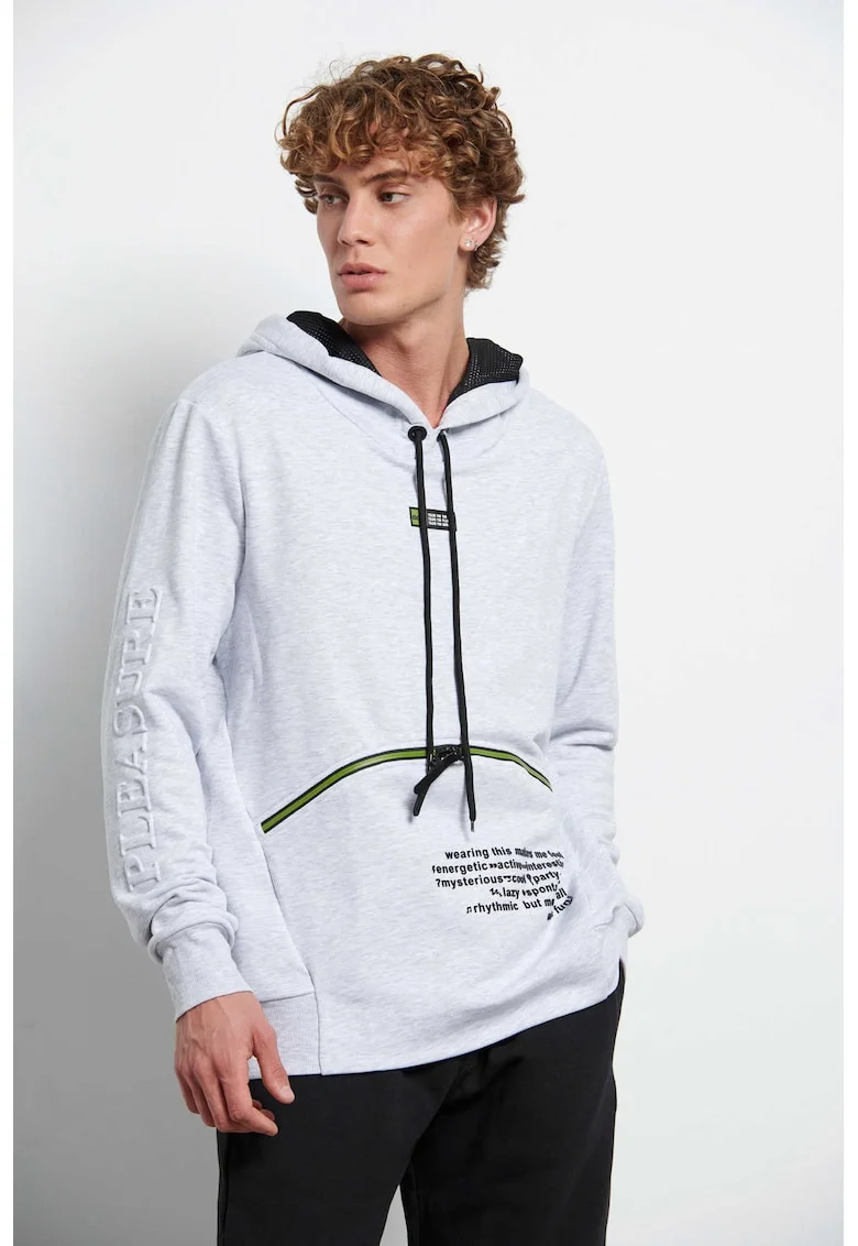 Hanorac barbati  MOREFUN, gri melanj, material confortabil,