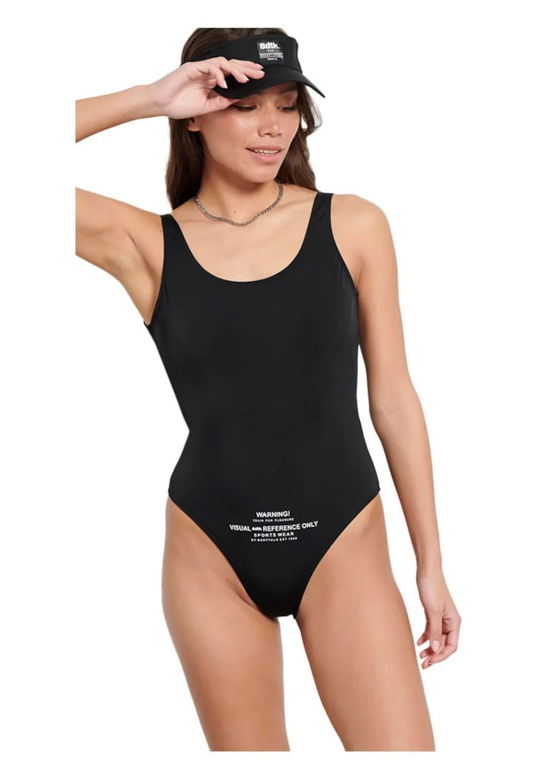Costum de baie dama  deschizatura mare pe spate, negru, bumbac, poliester,