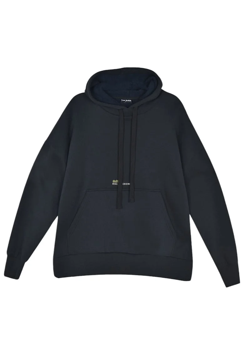 Hanorac  dama, design lejer, gluga cu snur, fleece, negru
