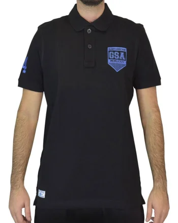 Tricou polo barbati  maneca scurta, inchidere cu nasturi, negru, bumbac organic,