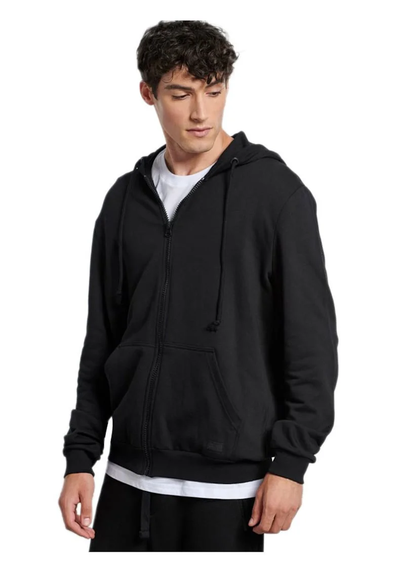 Hanorac  barbati, negru, 100% bumbac, cu snururi si buzunare laterale,