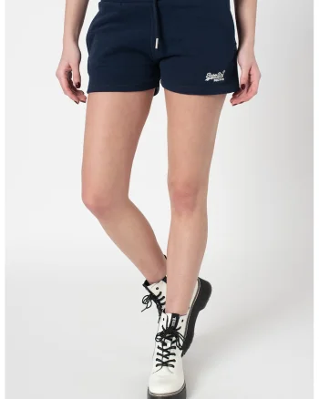 Pantaloni scurti din amestec de bumbac, cu snur, Alb/Bleumarin
