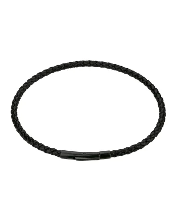 Bratara impletita din piele - 132987, Negru