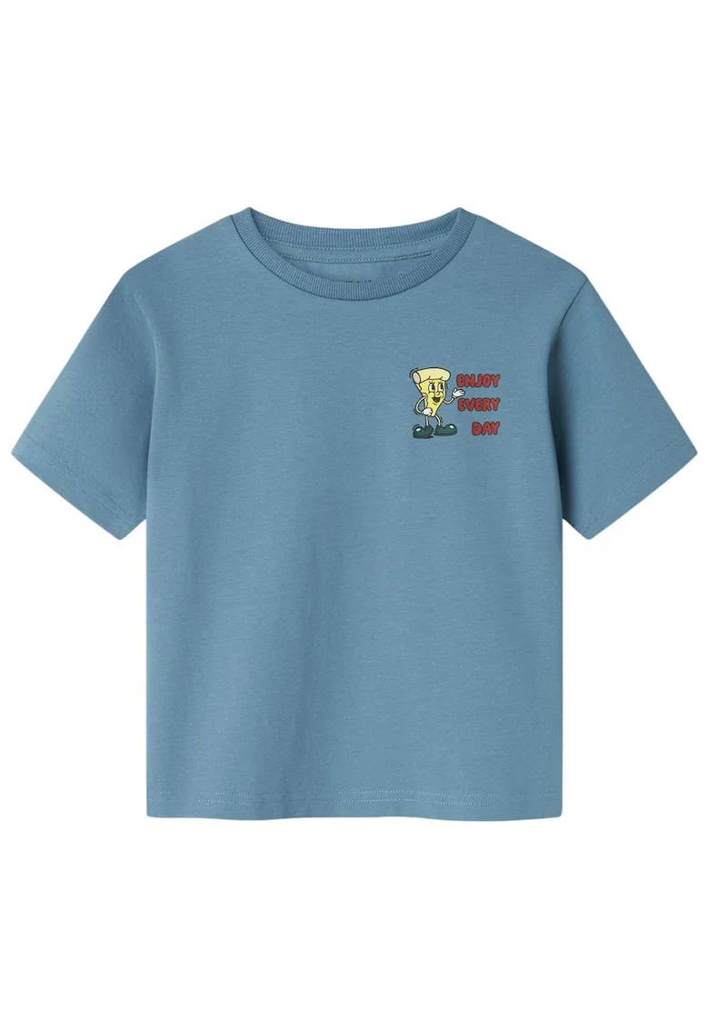 Tricou copii,  maneca scurta, bumbac organic, albastru