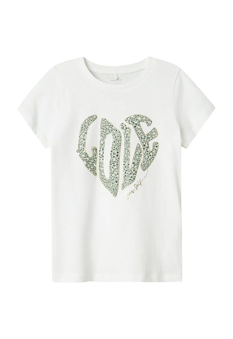 Tricou copii  maneca scurta, alb, din bumbac organic si reciclat