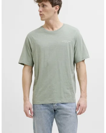 Tricou de bumbac cu imprimeu grafic pe spate, Verde deschis/Alb murdar