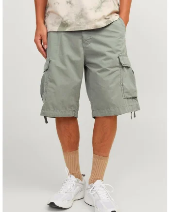 Bermude cargo relaxed fit, Verde deschis