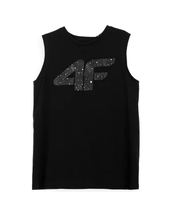 Tricou copii  decolteu rotund, logo mare, negru, bumbac,
