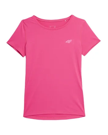 Tricou dama  slim fit, decolteu rotund, uscare rapida, roz, poliester-elastan