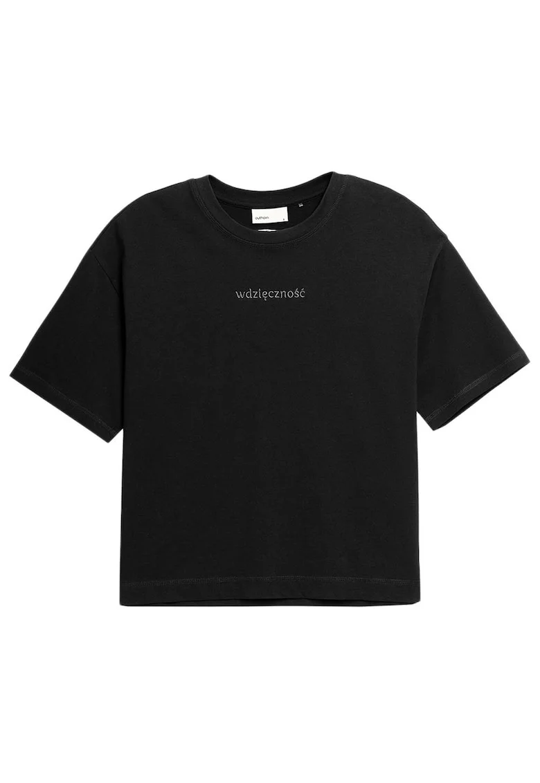 Tricou dama  maneca scurta, decolteu rotund, bumbac, negru