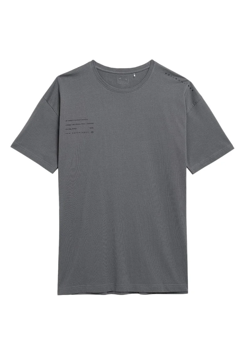 Tricou barbati  linie supradimensionata, decolteu rotund, gri, bumbac organic