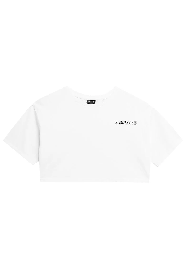 Tricou dama  maneca scurta, decolteu rotund, bumbac si poliester, scurt, alb