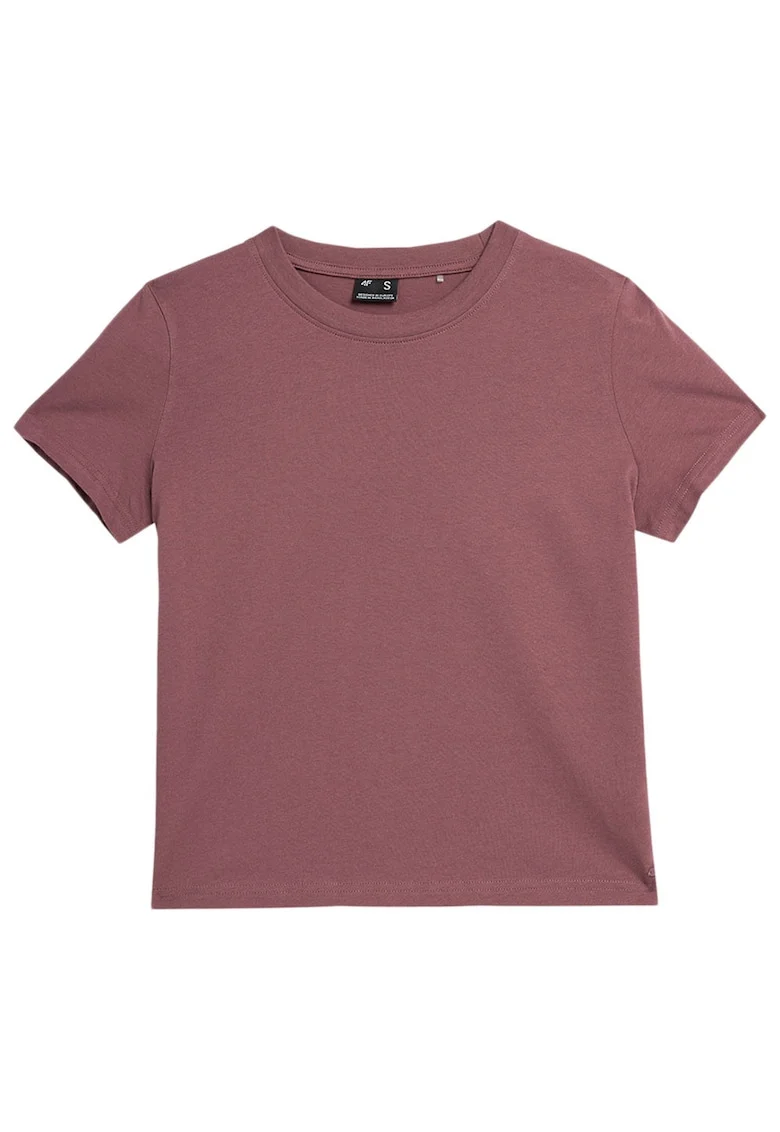 Tricou dama  maneca scurta, decolteu rotund, bumbac, maro