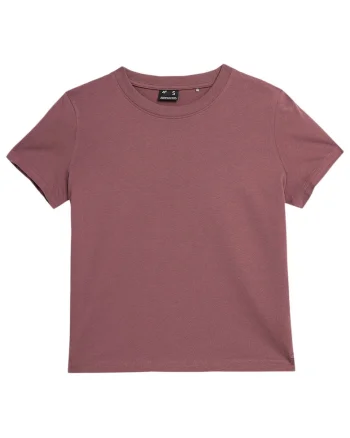 Tricou dama  maneca scurta, decolteu rotund, bumbac, maro