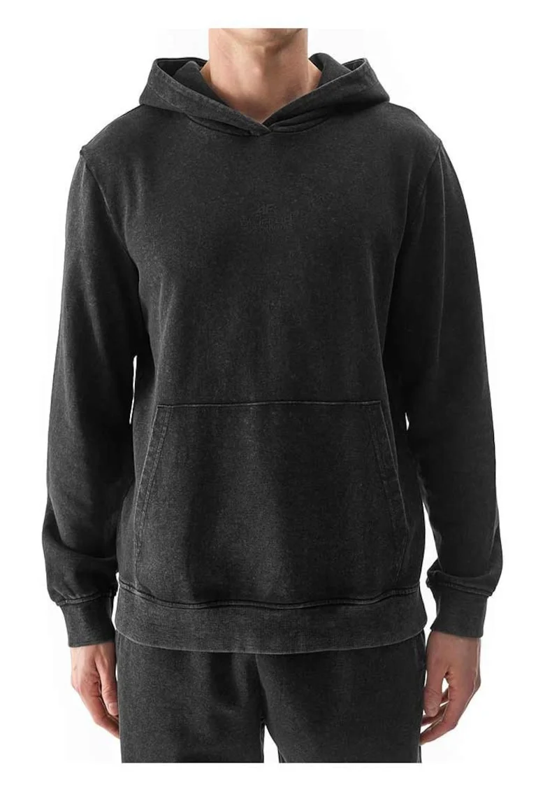 Hanorac barbati  negru, bumbac, croiala confortabila, buzunar frontal tip cangur