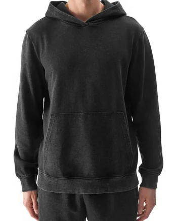 Hanorac barbati  negru, bumbac, croiala confortabila, buzunar frontal tip cangur