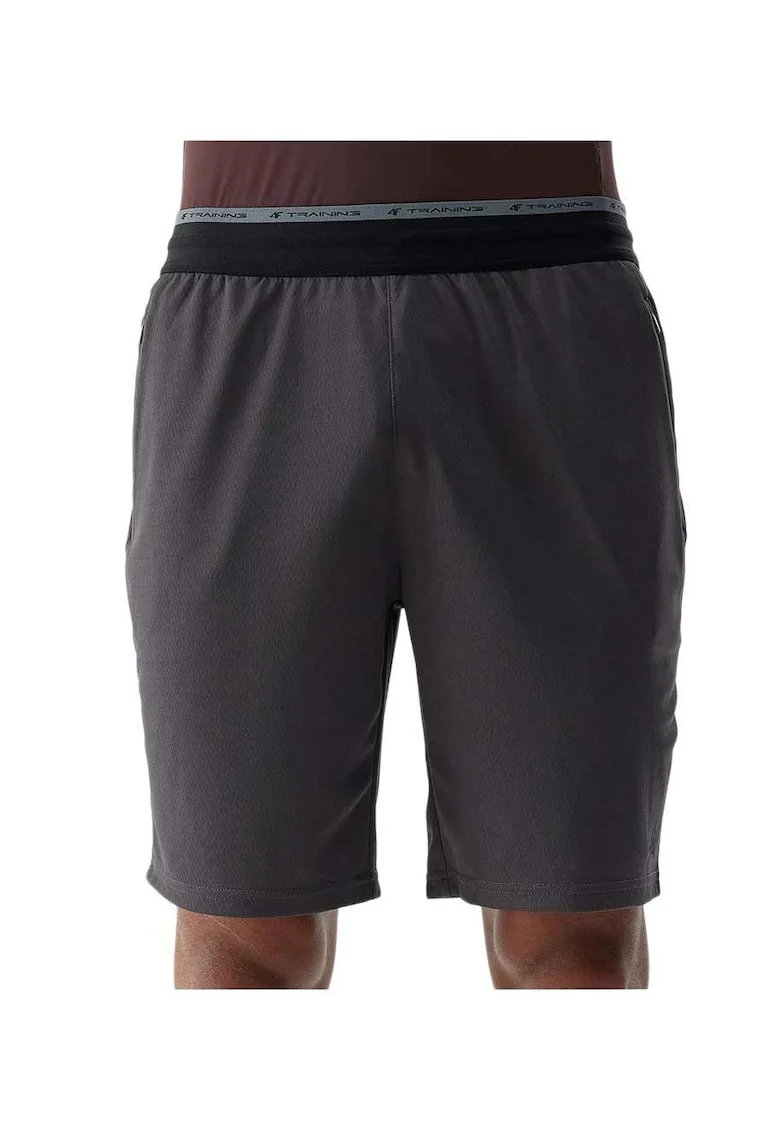 Pantaloni scurti  croiala regulata, talie elastica, poliester, Gri