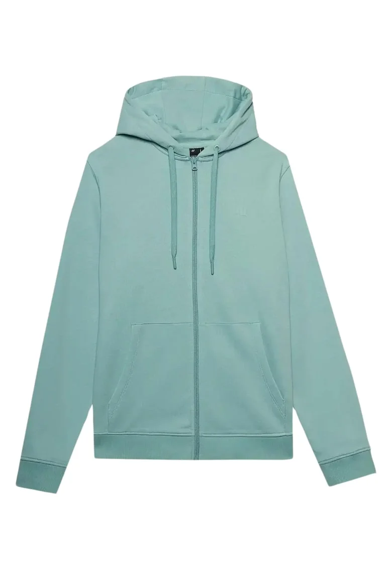 Hanorac  M0951-47S, bumbac cu gluga, fermoar, menta, Verde menta