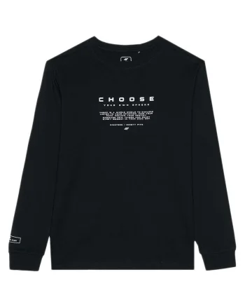 Bluza cu maneca lunga pentru copii  4FJWAW24TLONM294, bumbac, negru