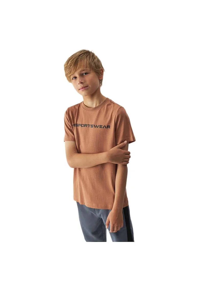 Tricou copii  bumbac, croiala regulata, decolteu rotund, maro