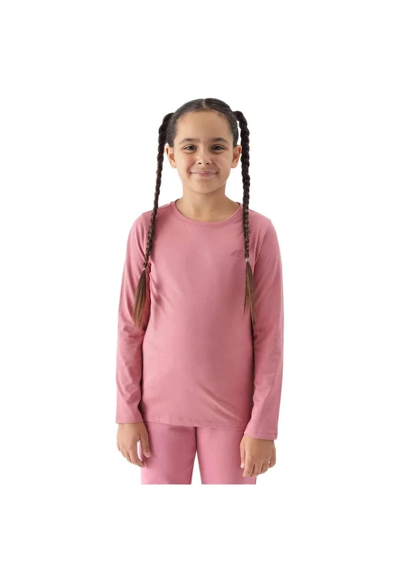 Bluza cu maneca lunga pentru copii  4FJWMM00TLONF318, bumbac, roz