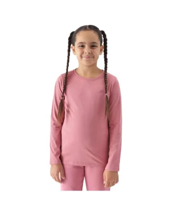 Bluza cu maneca lunga pentru copii  4FJWMM00TLONF318, bumbac, roz