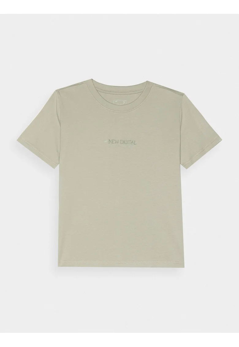 Tricou dama  imprimeu New Digital, masliniu/kaki, 100% bumbac