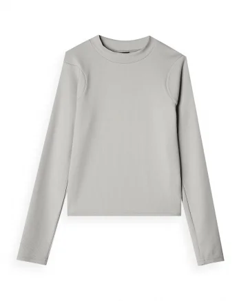 Bluza Dama Longsleeve Cropped Slim Gri  Sportstyle, Material Sintetic cu Modal, Toamna/Iarna XS-XXL 250gsm