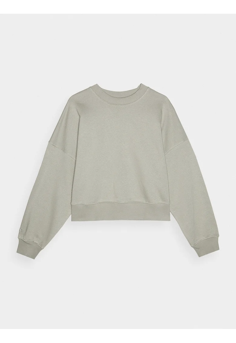Hanorac dama  oversized, masliniu, bumbac/poliester, fara gluga, fara fermoar