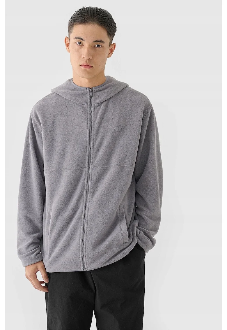Hanorac barbati,  fleece cu gluga, gri, tehnologie 4F Warm