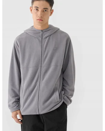 Hanorac barbati,  fleece cu gluga, gri, tehnologie 4F Warm
